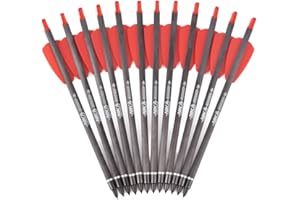 TY Archery Tiro con L'Arco Bolt per Balestra in Carbonio R9 Cobra Adder Frecce con Ali da 2 Pollici Caccia con Balestra (Confezione da 12)