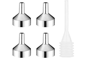 Toureal Mini metalowy lejek mały (4 szt.) mały lejek do perfum mikro, atomizer, olejek eteryczny z pipetą (średnica 18 mm, srebrny)