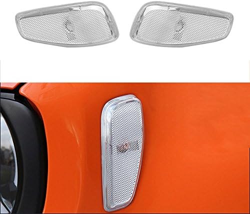 Pack of 2 Pcs 12V ABS White Side Marker Lights Kit with 2 Yellow LED Lamps Turn Signal Bulbs