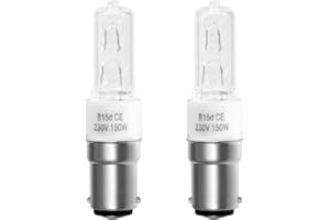 Caldarax 2 Pezzi Lampada Alogena B15d 150W 230V Dimmerabile, Bianco Caldo 2700K, 2870LM, Lampada Alogena in Ceramica Trasparente, per Plafoniere, Applique, Lampade da Tavolo