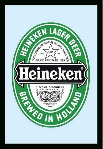 Empireposter - Beer - Heineken - Größe (cm), ca. 20x30 - Bedruckter Spiegel Bedruckter Wandspiegel mit schwarzem Kunststoffrahmen in Holzoptik