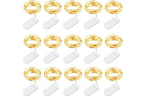 BROTOU Łańcuch świetlny LED na baterie, 15 sztuk, 2 m, 20 mini lampek LED do użytku wewnątrz i na zewnątrz, DIY, małe mikrołańcuchy świetlne z baterią, wodoszczelny, na Boże Narodzenie, do sypialni,