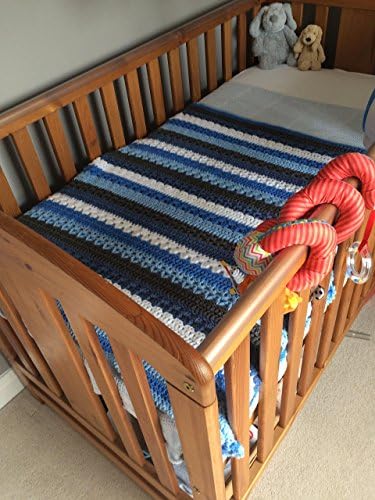 Midi Striped Handmade Crochet Blanket - Blue Colour Scheme - Machine Washable