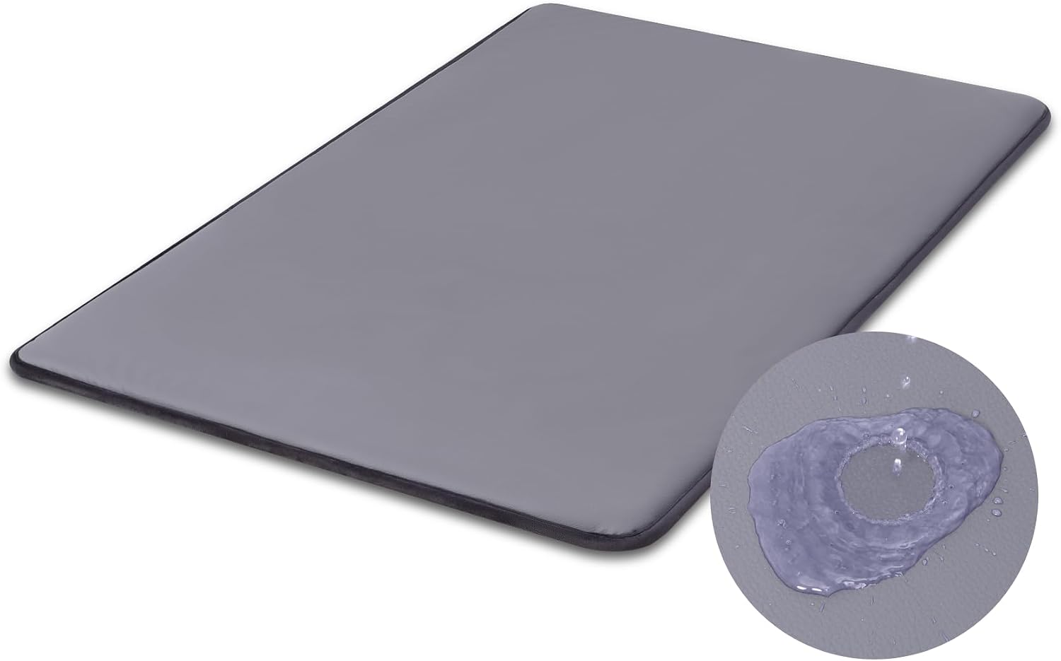 Favodormir Cama Perro Mediano Impermeable-90x57cm,Alfombra para Perros en Cuero Artificial,Colchón Lavable & Fácil de Limpiar,Exterior Portátil & Compacto Tapete Perro,Interior & Viaje,Gris