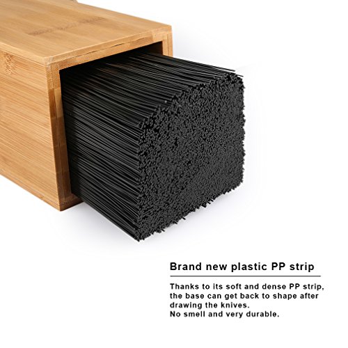 SHINY HOME® Universal Messerblock Messerhalter Borsteneinsatz herausnehmbar Messeraufbewahrung ohne Messer Bambus mit Borsteinsatz schwarz - 7