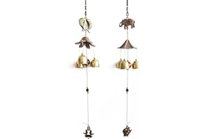 FAYEMINT 2 Pièces Carillons Éoliens Fengshui, Carillons Éoliens Chinois, Cloche De Bénédiction, Éoliens Éléphants, Éoliens Poissons, pour La Maison Jardin Balcon Suspendu Décoration Intérieure Extérieure