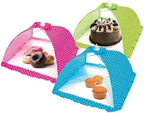 Easy Fold and Store Pop Up Mesh Food Protectors Covers Set of x3