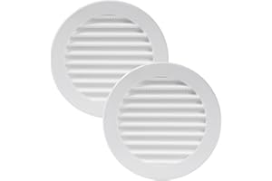 Vent Systems 100 mm / 4" Inch Round Soffit Vent Cover - Pack of 2 - White Louvered Plastic Grill Cover - Vent Grille with Screen Mesh - HVAC, Ducting, Pipe Air Supply Vents for Bathroom, Kitchen