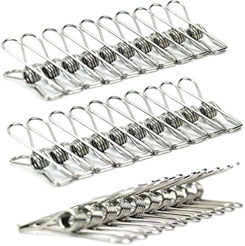 SZHTSWU Pack of 40 Stainless Steel Multi-purpose Windproof Wire Clips Clothes Pin Pegs Against Rust for Laundry, Kitchen, Bathroom, Kitchen, Garden, Outdoor