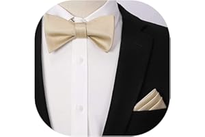 HISDERN Hommes Noeud Papillon mouchoir ensemble en serge de couleur unie nœuds papillon auto-noués pour la Fête de Mariage