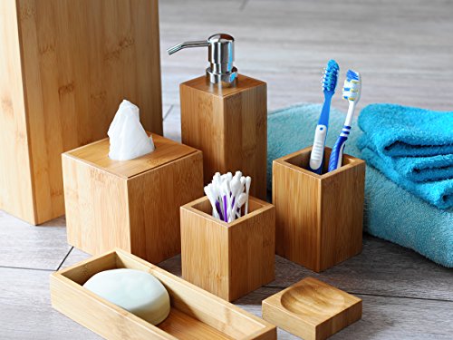 point-home MK Bamboo LONDON – Bambus Bad Accessoire Set (7-teilig) - 3