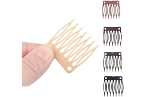 YANTAISIYU 50pcs/Lot Hair Comb Slides Plastic 7-teeth Wig Clips Combs for Wig Making (Blonde)