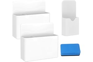 Toionmm Magnetyczny uchwyt na długopisy, z gąbką do białej tablicy, magnetyczny, do szkoły, biura, domu, na lodówkę, 3 sztuki (biały)