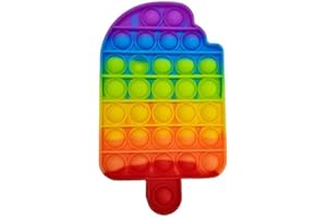 Ranzah Ice Lolly Fidget Toy |Push Pop Bubble Sensory Poppet Toys For Kids And Adults| Rainbow Popper Pop Up Toys For Fun| Autism Special Needs Silicone Stress Reliever Fidget Toys (Ice Lolly)