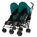 Obaby Apollo Black/Grey Twin Stroller and Black Footmuffs (Turquoise)