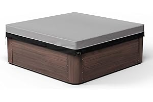 Pacok Square Hot Tub Cover, Waterproof 600D Oxford Fabric SPA Hot Tub Covers with Drawstring, Outdoor SPA Bath Pool Dust Cover with Air Vent，Black+Grey(230x230x25CM)