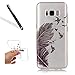 Produktbild Handyhülle für Galaxy S8,Silikon Hülle für Galaxy S8,Leeook Ultra Dünn Flexibel Transparent Silikon Bumper Schale Rückseite Handyhülle Schutzhülle Kreative Blau Vogel Feder Durchsichtige TPU Crystal Clear Case Backcover Tasche Etui für Samsung Galaxy S8 + 1 x Schwarze Eingabestift-Blau Vogel Feder