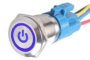 Mintice™ 19 mm 12 V 5 A symbol zasilania anioł oko aureola samochód niebieski LED światło metal przycisk przełącznik wtyczka