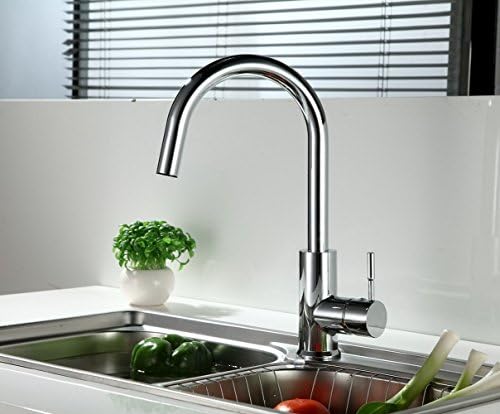 RunFine RF421001 Group Patented Design 8 inch Deck Kitchen Faucet with Chrome Finish, Neoperl Aerator,and Ceramic Cartridge with single Handle Hot &amp; Cold Mixer.,