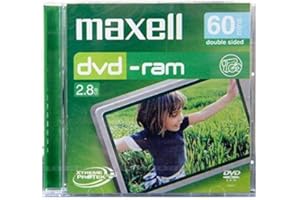 DIOWENY Maxell Mini DVD-RAM 8 Cm 6 Pack Camcorder disc, each IN JEWEL CASE, 60Min (double sided) 2.8GB and 5 x Speed. Scratch Proof