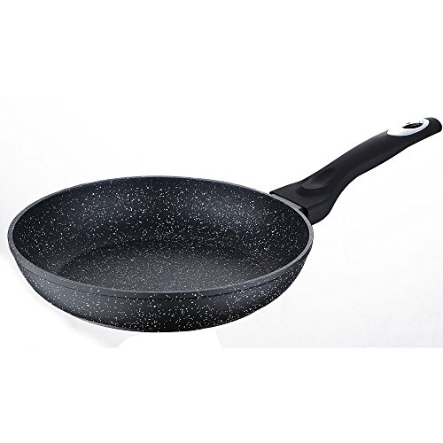 Induktion Bratpfanne 18 cm Pfanne Induktionsfähig Marmor-Antihaftbeschichtung (Höhe 4 cm, Schwarzer Soft-Touch-Griff, Geringes Gewicht, Aluminium, Schwarz)