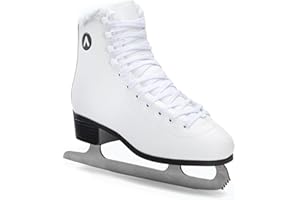 ATTABO Patins à Glace Artistiques pour Enfants | Lame en Acier Inoxydable, Laçage Classique, Crochets Renforcés, Doublure en Fourrure Synthétique, Confortable | Blanc