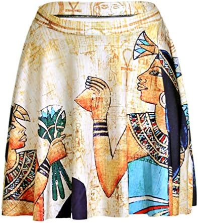 Girls' Printed Ancient Egypt Lady Flared Pleated Skater Skirt UK Size 10-14 / EU Size 36-40 (Not For Kids)