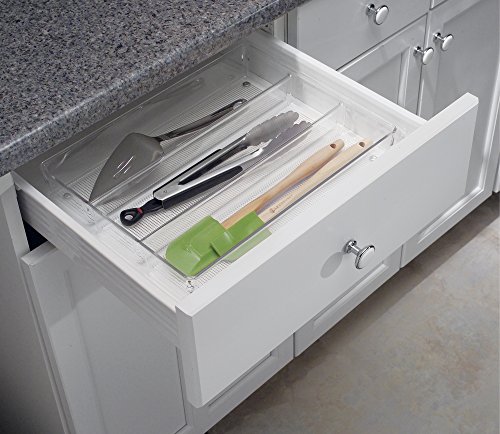 mDesign-Besteckkasten--Besteckaufbewahrung-fr-Lffel-Messer-Gabeln-Pfannenwender-Korkenzieher-etc--kleiner-Besteckeinsatz-30-cm--transparent