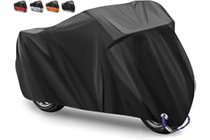 EOZAKAVOD Pokrowiec na Motocykl wodoodporny Pokrowiec Motocyklowy Tkanina Oxford 210D Zewnątrz Plandeka na Motocykl Pokrowiec na Rower Ochrona przed Deszczem,Śniegiem,Słońcem,Kurzem - 265x105x125cm (Czarny-N)