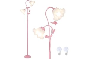 Stepeak Lampadaire Rose Salon, Lampadaire Abat-jour Fleur à 2 Flammes avec Ampoule LED, Lampe Fleur de Muguet, Floor Lamp, Lampadaire Moderne pour Chambre à Coucher, Chambre d'Enfant, Bureau