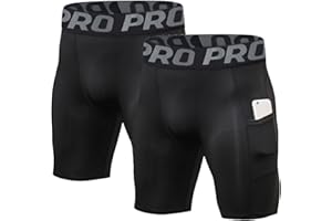 LANBAOSI 2-3er Pack Herren Kompressionsshorts mit Tasche Laufen Fitnessstudio Sportliche Strumpfhose Baselayer Sommer Schnell Trocknende Sporthose