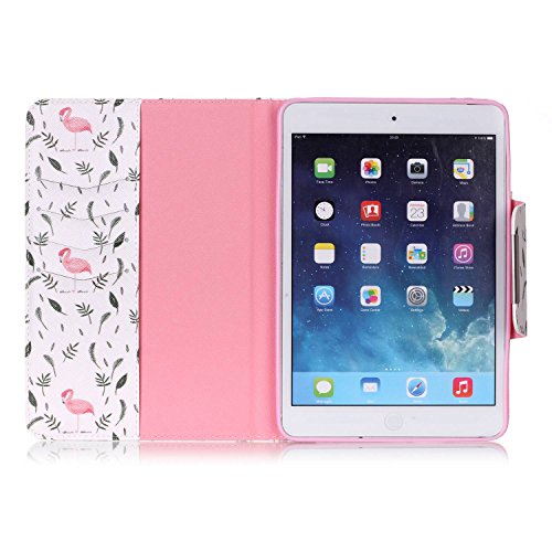 iPad Mini 1/2/3 Hülle, Deenor Bunt Painting und Stilvoll Brieftasche Tasche PU Leder Flip Protective Stand Tasche Schutzhülle Hülle für Apple iPad Mini 1/2/3 Generation.[Flamingos] - 7