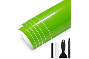 GRTHTATI 30cm x 150cm Pellicola Adhesiva per Auto Pellicola Wrapping Pellicola Protettiva per Auto, Moto, Bici (Verde Lucido, 30cm x 150cm)