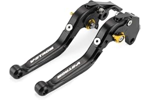 N/A GENERIC Folding Brake Clutch Levers For SUZUKI DL1000/XT V-Strom 2002-2019, DL1050 XT VStrom 2020-2022 Motorcycle Left Right Leaver Adjustable Foldable Extendable (Black+Gold)