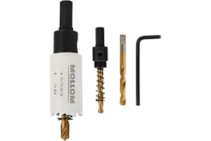 Mollom (24mm | 15/16") HSS M42 mit 8% Kobalt Bi-Metall-Lochsäge mit 2 Zentrierbohrern & Aufnahme, glatter Schnitt für PVC, Trockenbau, Holz, Kunststoff, Gipskarton, Gummiprojekte