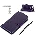 Produktbild Huawei Nova Hülle, Huawei Nova Schutzhülle, Alfort 3 in 1 Lederhülle Fashion Design Premium PU Leder Hohe Qualität Tasche Case Cover Kasten Abdeckung Wallet für Huawei Nova 5.0" Smartphone Funktion Standfunktion Unterstützte Telefone und Magnetverschluss mit Schmetterling ( Dunkles Violet ) + Alfort Schwarz Stylus Pen + Netter Staub Stecker