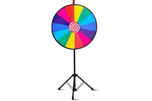 COSTWAY Roue de Prix, Prize Wheel de 60 cm, Roue de la Fortune 24 Pouces avec Trépied 14 Slot Roue de Loterie avec Stylo Effaçable…