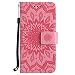 Produktbild Moto G5 hülle,Motorola G5 Handyhülle,Motorola Moto G5 Leder Wallet Tasche Brieftasche Schutzhülle ,Lonchee Sonnenblumen geprägten Muster Design Hochwertige PU Leder Folio Tasche Case Hülle im Bookstyle mit Standfunktion Kredit Kartenfächer (rosa)