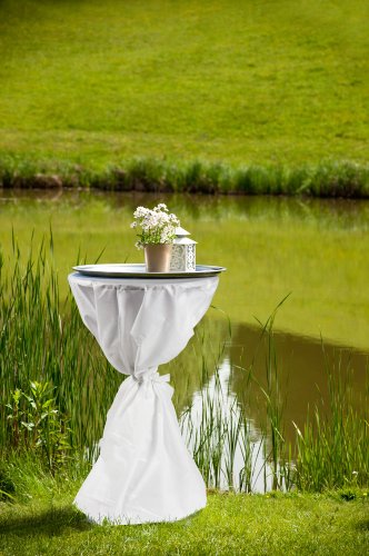 Vanage Abwischbare Überwurfhusse inkl. Schleifband, Weiß, Tischdurchmesser: ca. 60-70 cm - 3