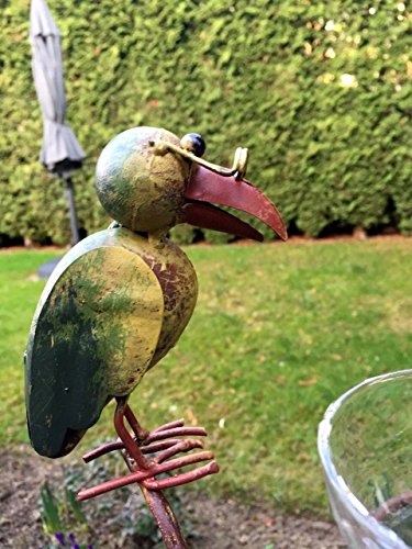 WINDSPIEL WIPPE ° GARTENSTECKER ° RABE MIT HUT ° VOGEL° METALL° BUNT ° H 135cm - 3