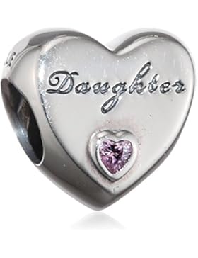 Pandora Damen-Bead Daughter-Herz 925 Silber Zirkonia rosa - 791726PCZ