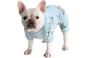 BT Bear Dog Pajamas Soft Warm Fleece Jumpsuit Cute Pet Clothes Onesies Costume for Puppy Small Dogs (Grey, M)