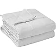 yescool Weighted Blanket for Adults (15 lbs, 60" x 80", White) Cooling Heavy Blanket for Sleeping Perfect for 140-160 lbs, Queen Size Breathable Blanket with Premium Glass Bead, Machine Washable