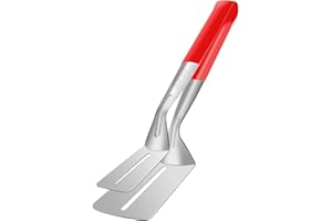 FYKERO BBQ Spatula Tongs for Flipping - Stainless Steel Grill Clamp Spatula Flipper, 11.6 Inch Double-Sided Shovel Clip for Beefsteak Bread Hamburger BBQ Meats Pizza Pies Bread Fish