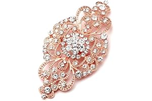 Changyeah Damen-Brosche,Brosche mit Kristallblume für die Braut, Vintage-Blumenbrosche, Kristallkranz, dekoratives Blumenband, modisches Accessoire zur Dekoration von Kleidung, 62 * 30mm, (Gold)