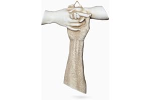 ALBALÙ Bomboniere Croce Crocifisso Piccolo da Parete Mani Intreccio Sacra Famiglia (Grande)