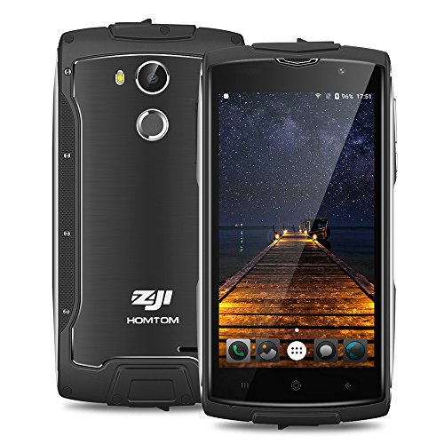 HOMTOM ZOJI Z7 Smartphone- IP68 impermeabile, 5.0â€˜â€™ HD Display Android 6.0 4G Telefono Cellulari, MT6737 quad core 1.3GHz, 2GB RAM 16GB ROM, 13MP+5MP Camera, Dual SIM, Fingerprint recognition, WiFi/GPS/OTA/OTG Cellulare - Nero