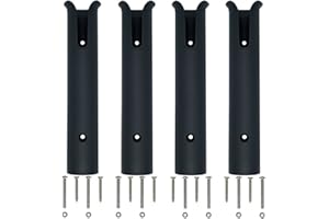 HIUMI Angelrutenhalter, Wandmontage, Boots-Seitenmontage, Werkzeughalter, Rohrverbindungen mit Schrauben, 2/4/6 Stangenrohr (4 Röhren, schwarz)