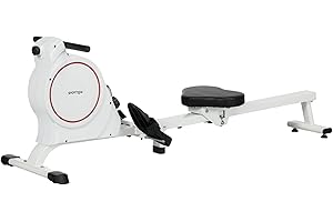 SPORTNOW Máquina de Remo Magnético Plegable Remo para Casa con Pantalla LCD Resistencia de 8 Niveles y 2 Ruedas Carga 130 kg para Gimnasio Acero 180x48x60 cm Blanco