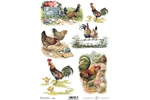 ITD 6 Chicken Scenes Rice Paper R0470-1 x A4 Sheet of decoupage Rice Paper